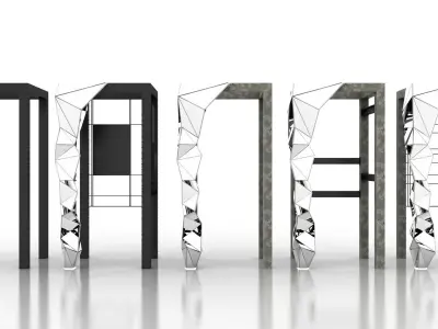 Rustic columns structure Collection 3D model