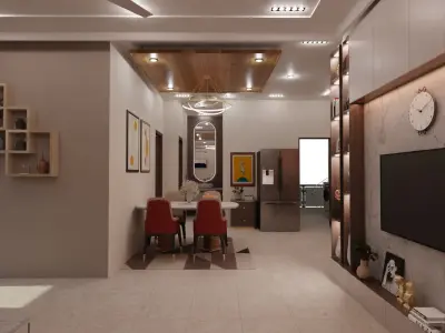 2 BHK Apartment Interior with Assets DS2 Low-poly 3D model