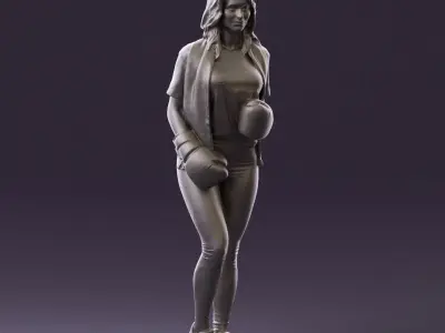 Woman in sport style boxing gloves 0952 3D Print Ready 3D print model