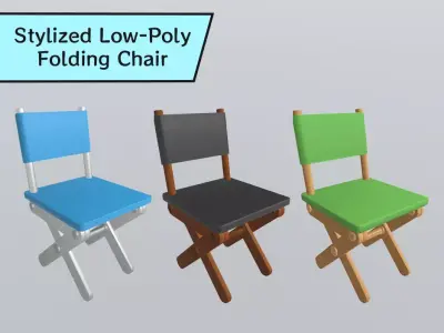 Stylized Low-Poly Folding Chair Low-poly 3D model