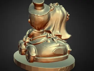 wedding topper bride groom in car 3D print model