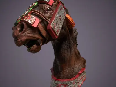 Traditional Horse Head Sculpture BUST STL OBJ FBX ZPR  3D model