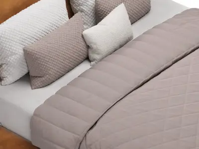 Caramel Vintage Velvet Bed 3D model