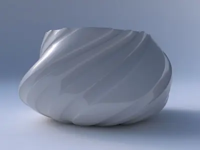 Bowl twisted elipse with smooth vertical ribbons 3D print model
