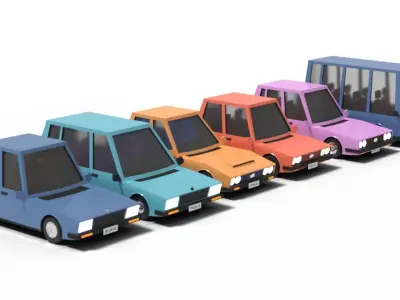 Cartoon cars pack 3D model
