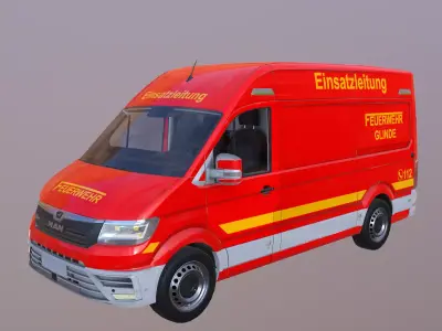 Feuerwehr - Einsatzleitung MAN TGE Bus Low Poly Low-poly 3D model