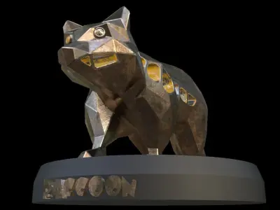 Steampunk Raccoon Low-poly 3D model