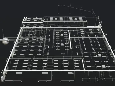 MEP piping in building 3D model