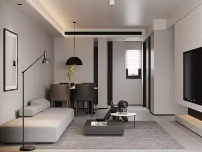 Modern living room dining room interior scenes 141 3D model