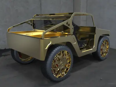 24K Gold Jeep Test Free 3D model