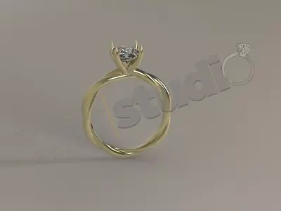Luxury engagement solitaire rope ring 3d model 3D print model
