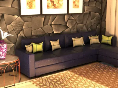 Interior Living Room Low-poly 3D model