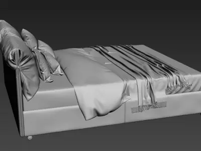 Modern bed high-poly 3D model