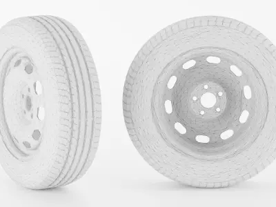 Rusty Wheel for ordinary Vehicles Low-poly 3D model