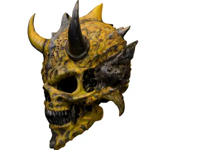 Demonic Horned Skull Helme 3D model
