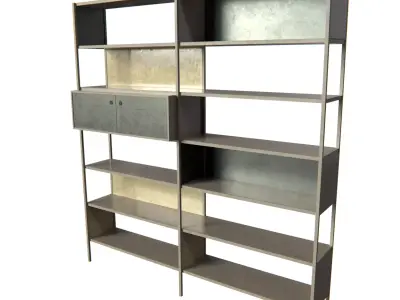 Shelves14 bookcase with shelves Low-poly 3D model