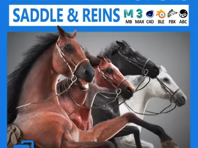 Animated Horses v5 3D model