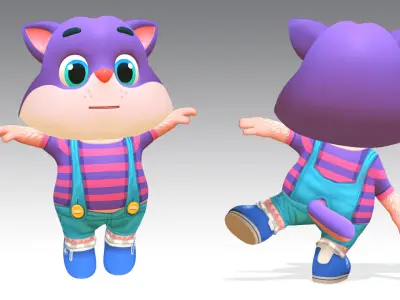 Cat Kitty Animated Rigged Low-poly 3D model