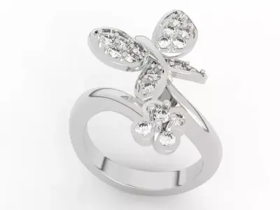 Elegant Butterfly Flower Ring 3D print model