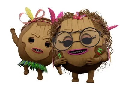 Coco Girl and Baby Rigged Low-poly 3D model