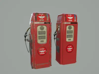 Retro Gas pump Low-poly 3D model