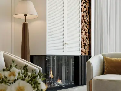 Mid Century interior scene 3D model