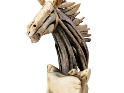 Wooden Horse Sculpture 3D model