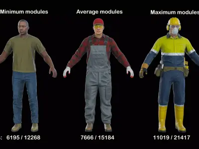 Workers Modular Character Low-poly 3D model