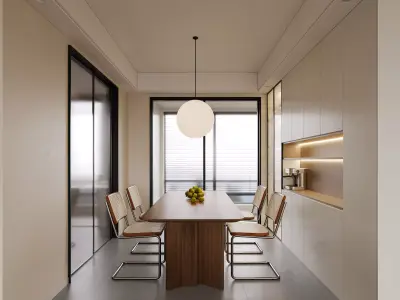 Modern living room dining room interior scenes 226 3D model