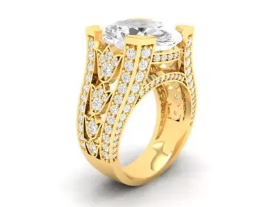 Womens Luxury Wide Band Diamond Ring 3D Model   515 3D print model