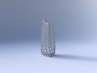 Vase curved tipping triangle 2 with diagonal grid lattice 3D print model