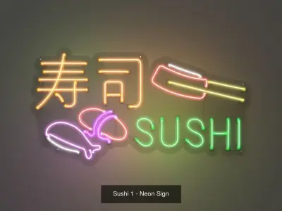 Sushi Neon Signs - 4 Pack 3D Model Collection