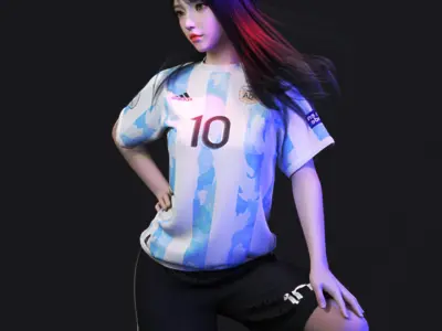 woman 1 silhouette of with soccer ball 3D model