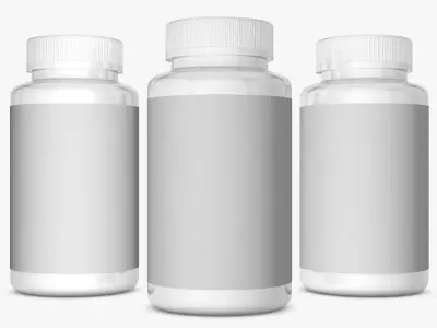 White Bottle with Label 3D model