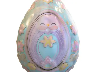 Decorative Fantasy Egg with Cute Low-poly 3D model