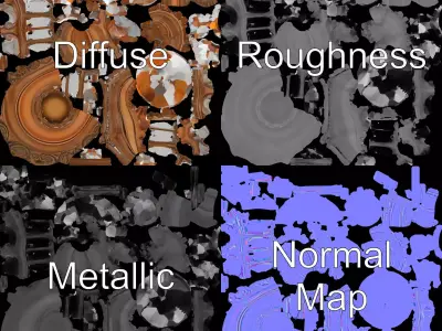 Ornate Brass Lantern model pack Low-poly 3D model