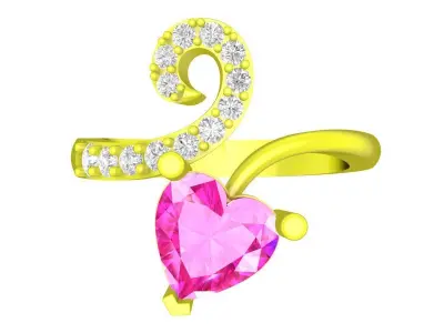 7779 luxury diamond heart women ring 3D print model