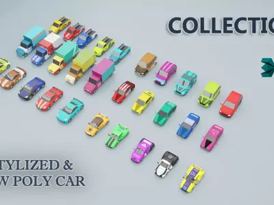 Stylized low poly car Low-poly 3D model