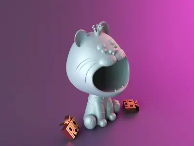 Tiger Sculpture Desk Organizer Entryway Key Holder 3D print model