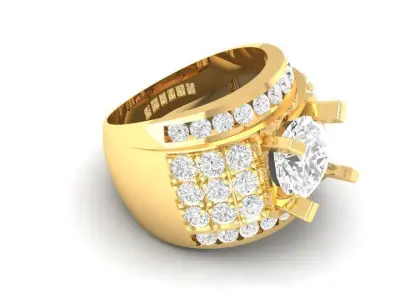 Luxury Wide Diamond Statement Ring for Men 149 3D print model