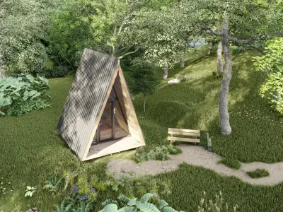 Timber Frame Architectural a frame house fully details 3D model