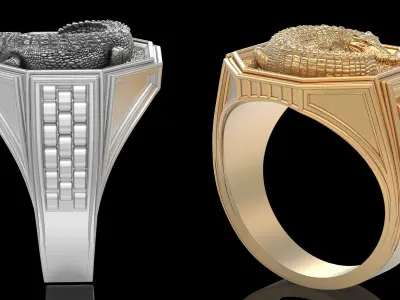 Crocodile Man Ring silver gold printable jewelry 3D print model