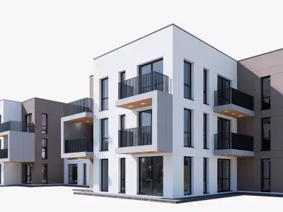 Modern apartment building Low-poly 3D model