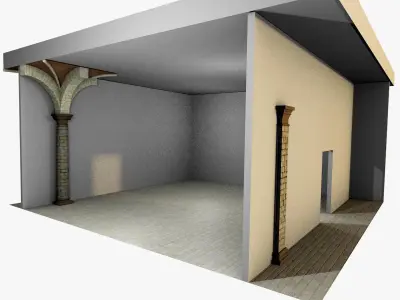 Vaulting 3-2  Romanic  500cm spaced  thin arches and thick curbs Low-poly 3D model