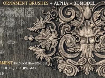 Ornament Brush-vol02 Low-poly 3D model