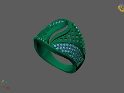 STL 3DM Women Ring Womens Ring Diamonds With Stone Model 3D print model