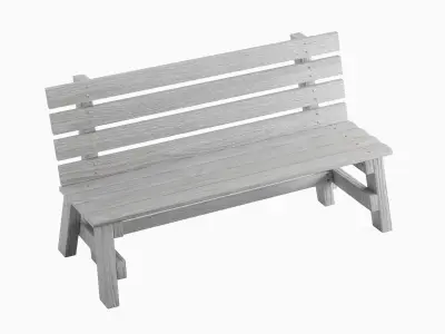 Wooden Outdoor Bench 02 3D model