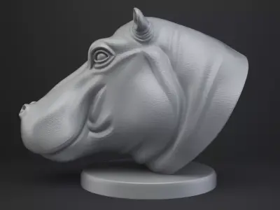 Hippopotamus Bust - Animal Figurine 3D print model