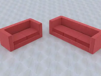 Sofa S2 Low-poly 3D model