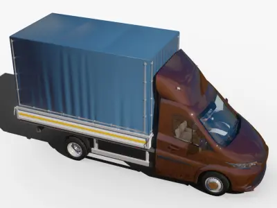 Generic v26 CargoBox VAN with driver Low-poly 3D model